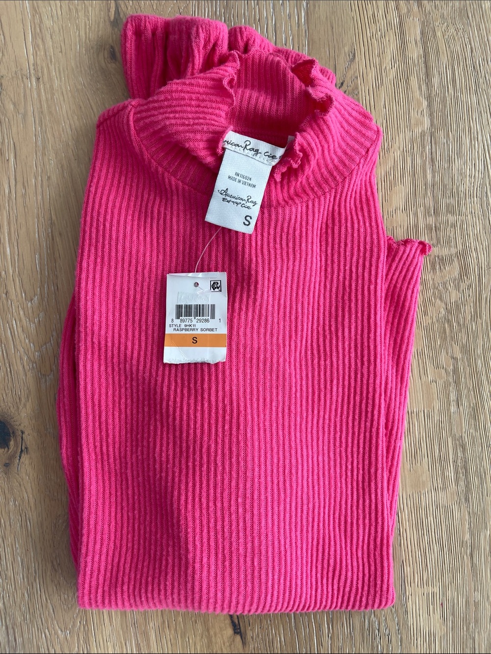 American Rag Women's Ribbed Cowl Neck Sweater -‎ Raspberry Sorbet Pink